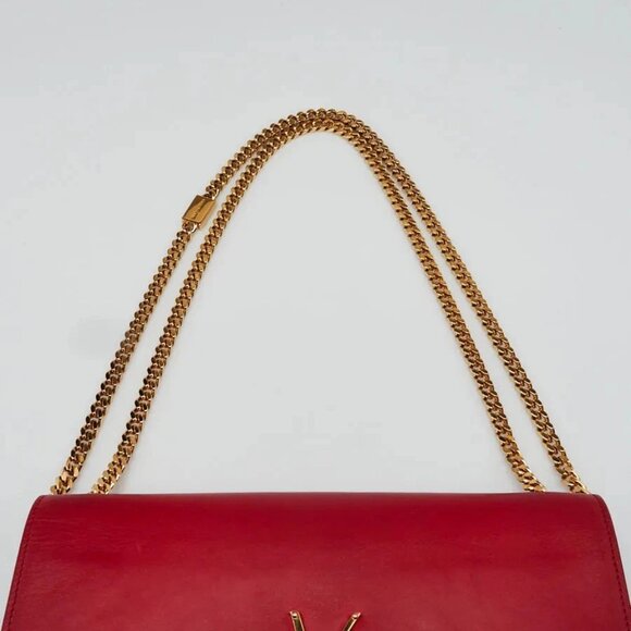 Yves Saint Laurent Red Leather Monogram Medium Kate Tassel Bag - Picture 6 of 11